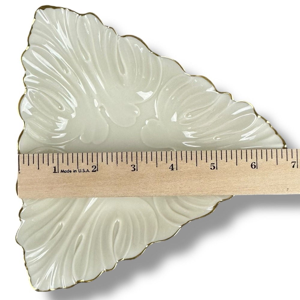 Vintage Lenox Tri-Leaf Fan Shell Candy Dish 24k Gold Gilding Fine Bone China - Picture 5 of 5